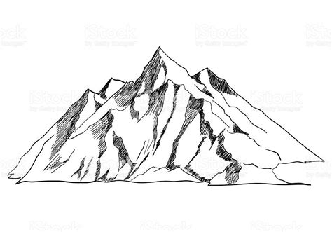 Line Art Or Sketch Illustration Of A Mountain stock vector art ... | Line art, Mountain sketch ...