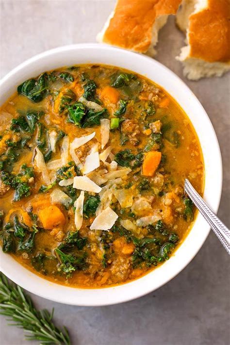 Instant Pot Sweet Potato Sausage Kale Soup - Simply Happy Foodie