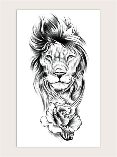 1sheet Lion & Flower Tattoo Sticker | Lion head tattoos, Lion forearm ...