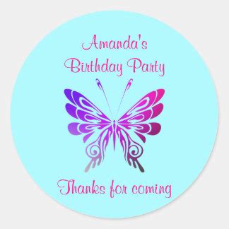 Purple Butterfly Thank You Stickers | Zazzle