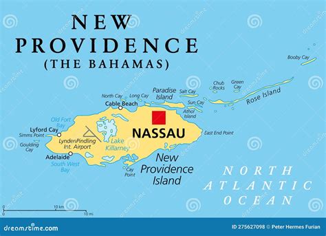 New Providence Island, Gray Political Map, With Nassau, Capital Of The Bahamas Vector ...