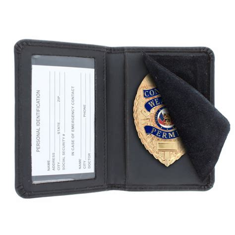 ASR Federal Bifold Leather ID Card Police Badge Holder for On-Duty Identification, Shield ...