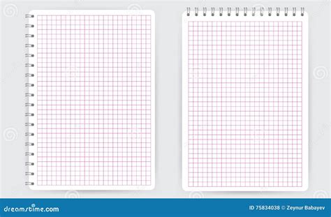 Blank Spiral Notepad Notebook. Thin Squared Math Grid Lines Stock Vector - Illustration of ...