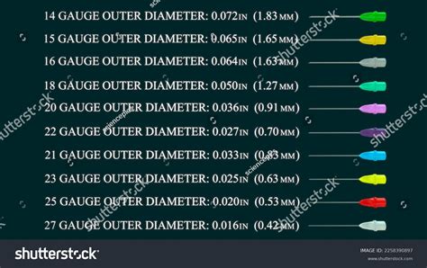 Needle Gauges Injections Size Chart 3d: ภาพประกอบสต็อก 2258390897 | Shutterstock