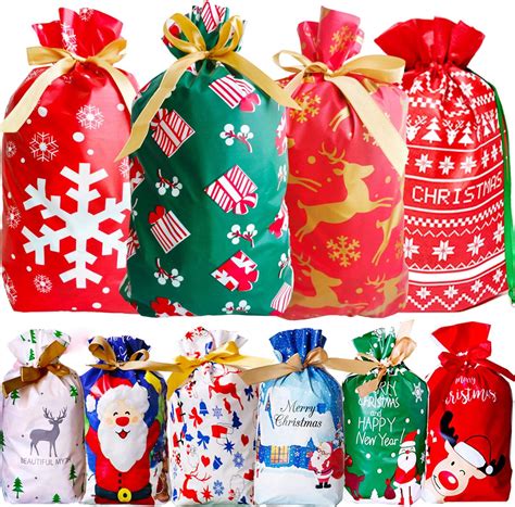 50pcs Drawstring Christmas Wrapping Bags Set - Christmas Drawstring Wrapping Bags Xmas ...