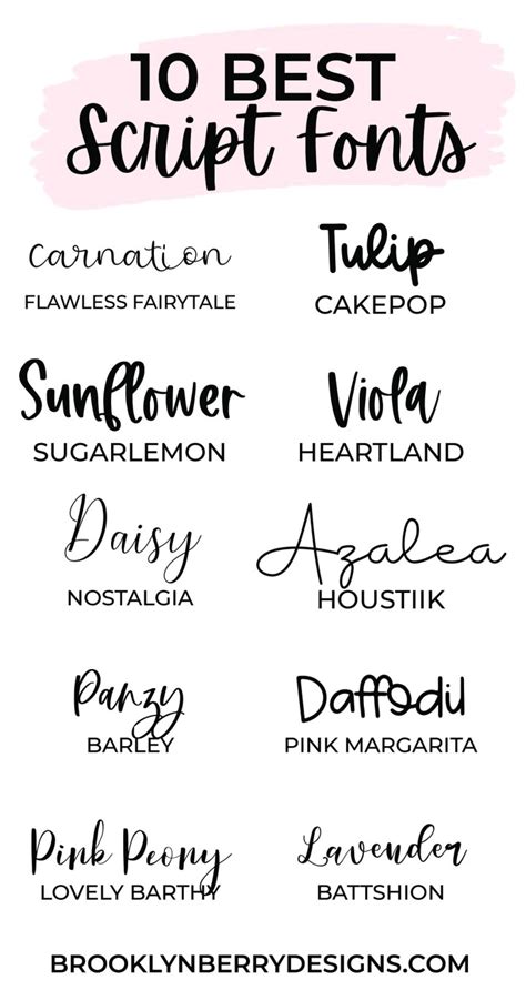 10 BEST SCRIPT FONTS FOR PINS - Brooklyn Berry Designs