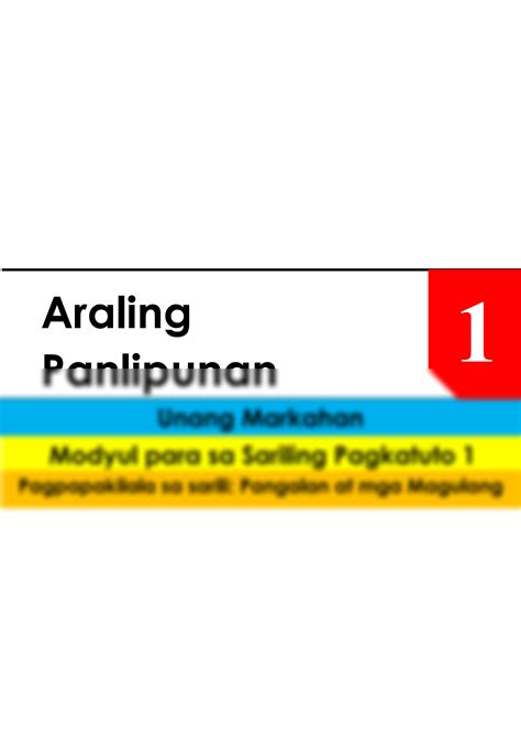 SOLUTION: Araling panlipunan grade 1 module 1 - Studypool