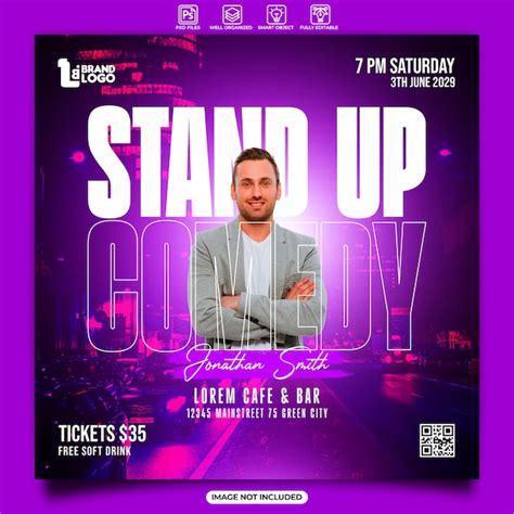 Premium PSD | Stand up comedy social media post template