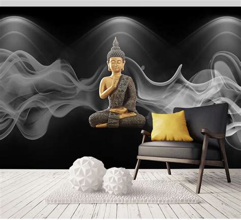 8d Large Religion Murals Buddhism Smoke Buddha Wallpaper Murals for Living Room Sofa Background ...