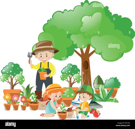 Kids Planting Trees Clip Art