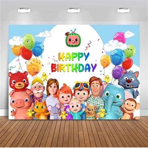 cocomelon family theme photo backdrops children birthday party photography background for photo ...