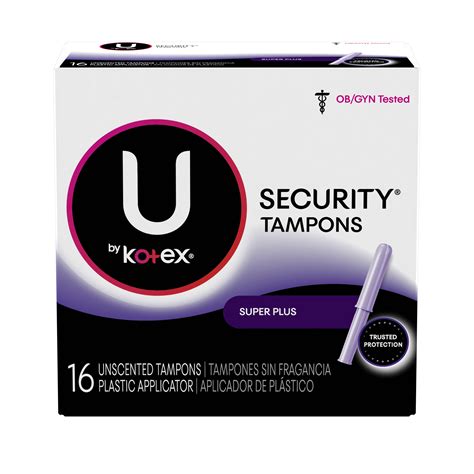 U by Kotex Security Tampons, Super Plus Absorbency, Unscented, 16 Count ...