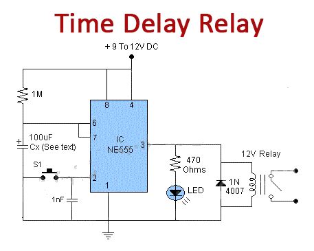 Time Delay Relay using 555 IC | Electronic circuit design, Electronic circuit projects ...