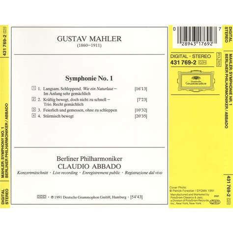 Symphony no.1 / berlin philharmonic orchestra, claudio abbado by Mahler, Gustav, CD with ...