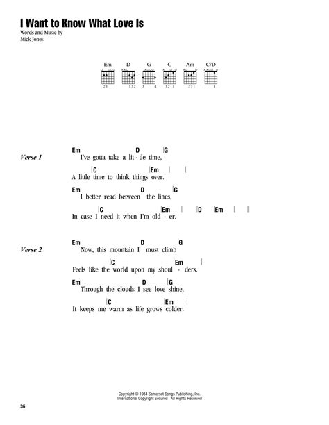 I Want To Know What Love Is by Foreigner Sheet Music for Guitar Chords/Lyrics at Sheet Music Direct