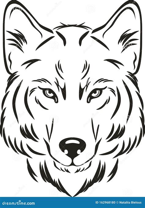 Wolf Head. Outlined Drawing Stock Vector - Illustration of animal, icon ...