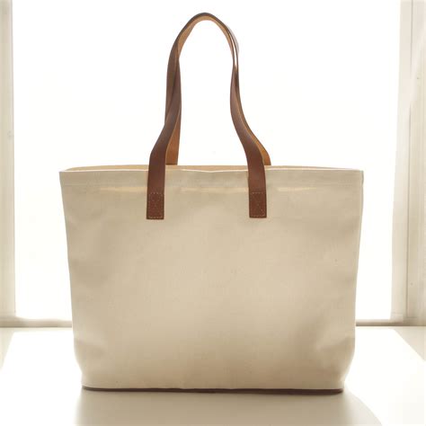 Canvas Tote with Leather Handles - made to order