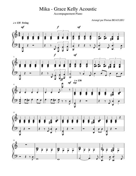 Mika - Grace Kelly Acoustic Sheet music for Piano | Download free in ...