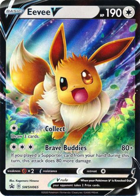 Pokemon Sword Shield Promo Single Card Rare Holo Eevee V SWSH065 - ToyWiz