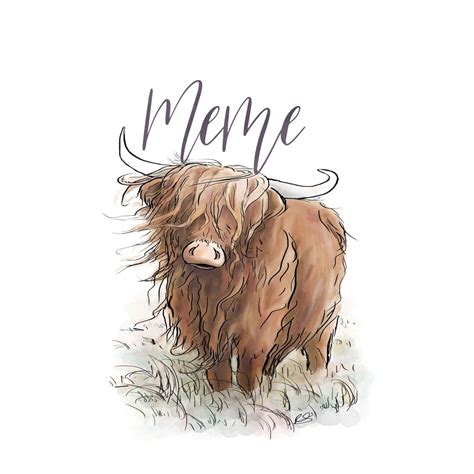 Vintage Highland Cow Meme PNG - Etsy