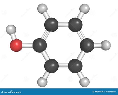 Molecular model of phenol stock illustration. Illustration of chemical - 34814430