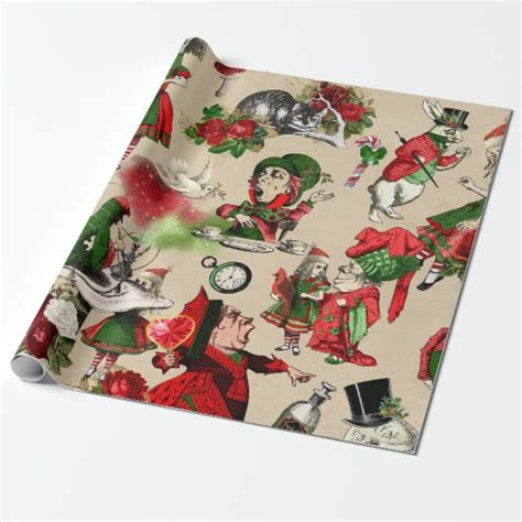 Christmas Alice In Wonderland Wrapping Paper | Zazzle.com