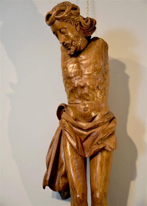 Unknown - Christ crucified Wood sculpture Flemish 16th century Mannerism Baroque Art For Sale at ...