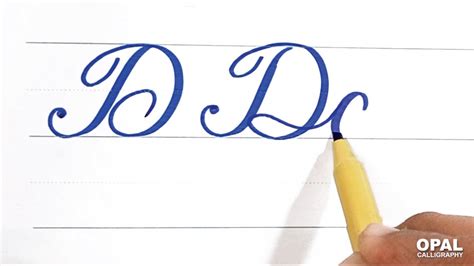 How to connect capital letter "D" with vowels letters in English Cursive Handwriting. - YouTube