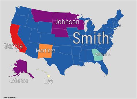 Most common surname in the United States by state [OC] : r/MapPorn