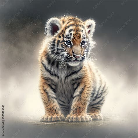 Cute adorable lovable animal baby tiger cub cartoon Stock Illustration | Adobe Stock