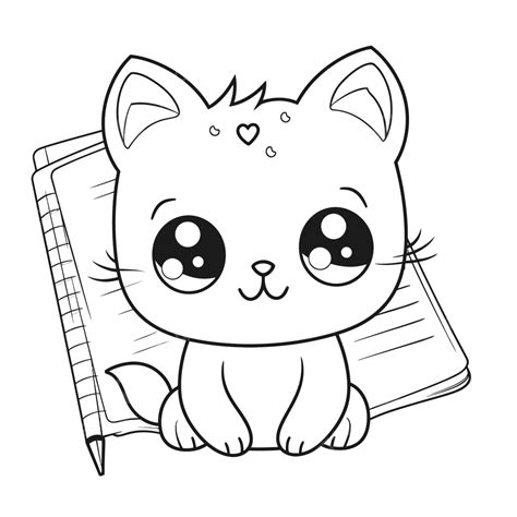 Cute Kitten Pencil Pages Coloring For Children Cute Kitten Coloring Pages Outline Sketch Drawing ...