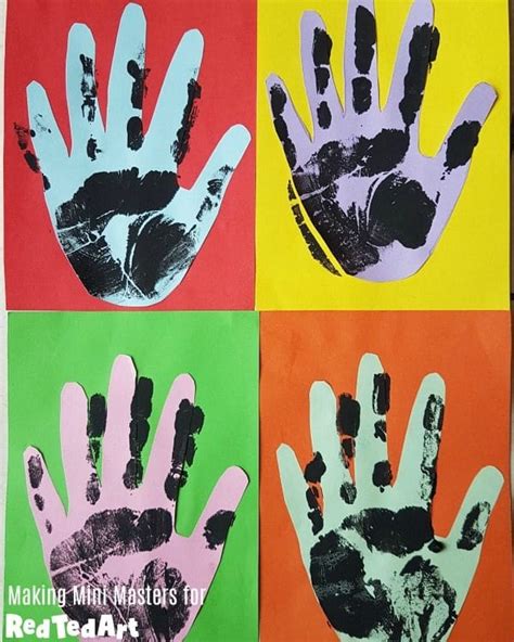 Handprint Pop Art Activity - Andy Warhol - Red Ted Art - Kids Crafts