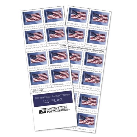 USPS Forever Stamps US Flag 2019, 2 Books of 20, Total of 40 Stamps ...