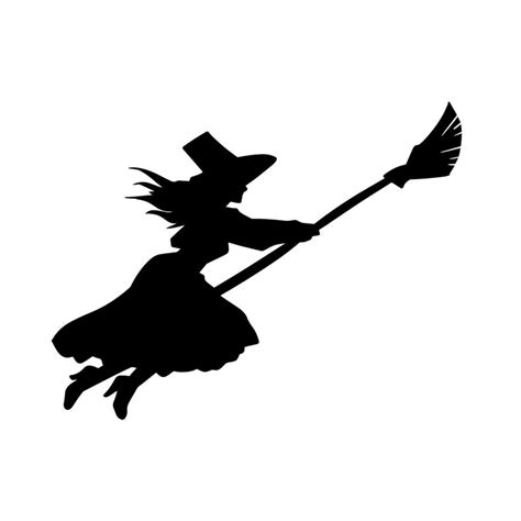 Silhouette of a female witch ride broom 36280401 Vector Art at Vecteezy