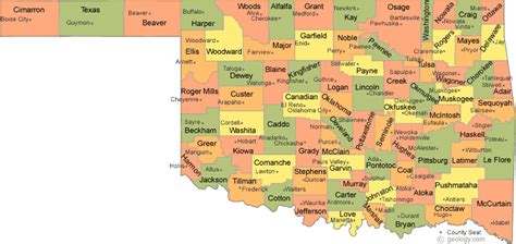 Oklahoma Map Of Counties And Towns - Ebonee Magdalene