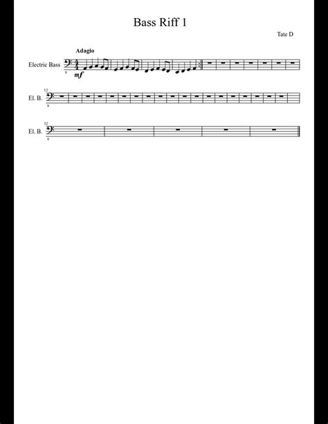 Bass Riff 1 sheet music for Bass download free in PDF or MIDI