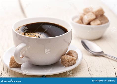 Cup of Coffee with Sugar Cubes. Stock Image - Image of closeup, aromatic: 39832871