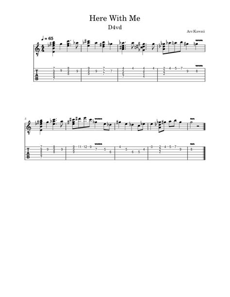 Here with me – d4vd Sheet music for Guitar (Solo) | Musescore.com