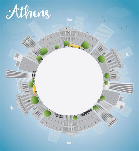 Athens Skyline with Grey Buildings, Blue Sky and copy space. 5520729 ...