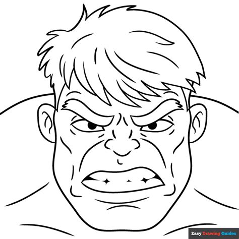 Hulk Face Coloring Page | Easy Drawing Guides