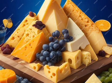 Premium AI Image | Various types of delicious cheese platter image