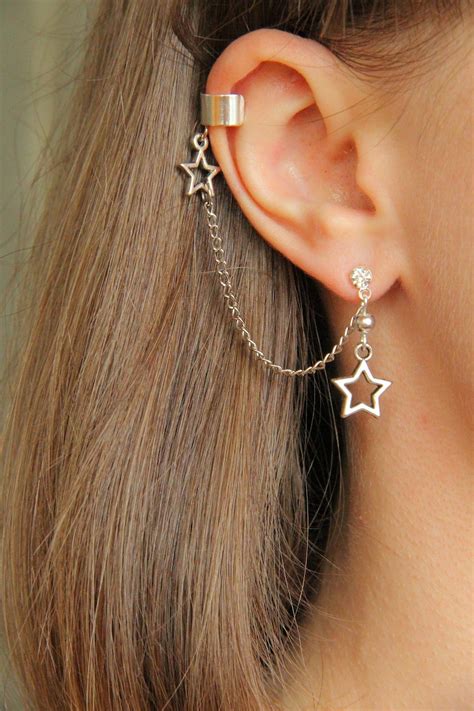 Star Ear Cuff Earrings Dangle Non Pierced Fake Ear Cuffs - Etsy UK