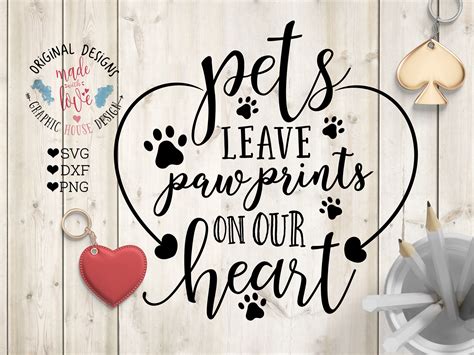 Pets Leave Paw prints on Our Heart Cutting File (SVG, DXF, PNG)