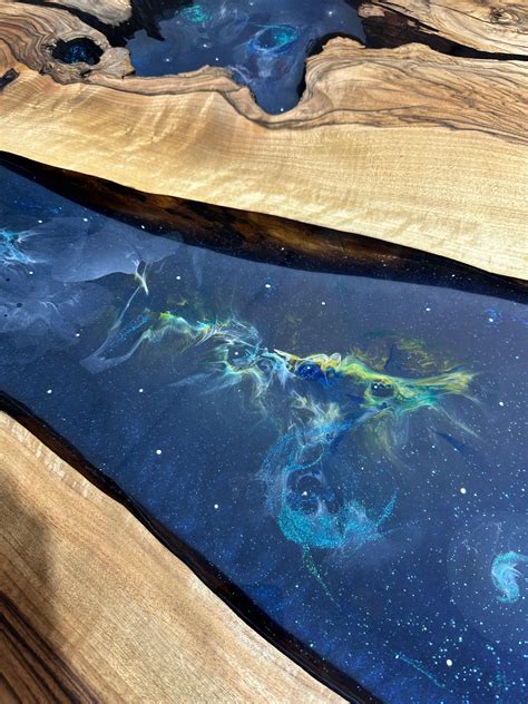 Space Epoxy Resin River Dining Table Live Edge Walnut Wood For Sale at 1stDibs | space epoxy table