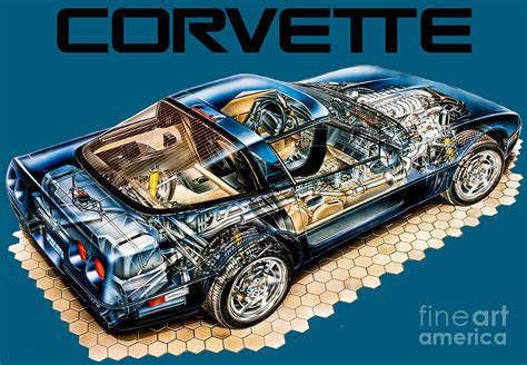 Chevrolet Corvette C4 ZR1 Sport Coupe. Cutaway art Drawing by Vladyslav Shapovalenko - Pixels