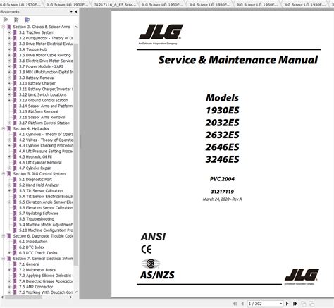 JLG Scissor Lift ES Series Operation, Service & Parts Manuals