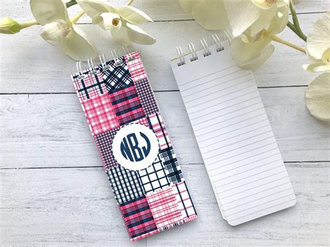 Patch Madras Notepad, Plaid Notepad, Set of 3 Personalized Notepads, Patch Madras, Monogram ...