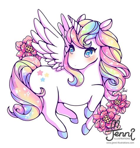 Rainbow Alicorn 💖💛💚💙💜 . . . #rainbow #unicorn #alicorn #pastel #jenniilustrations # ...