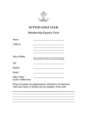 Sutton Golf Club Membership Fees - Fill and Sign Printable Template Online