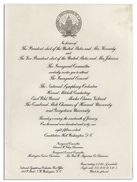 Lot Detail - John F. Kennedy Inauguration Lot -- Invitation & Program for the Inauguration ...